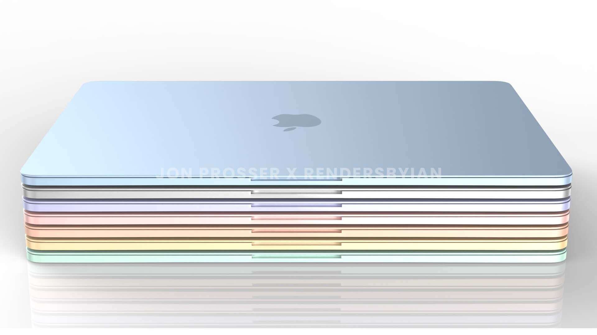 🤤 Pokazaly zobražennja MacBook Air z čypamy M2: novi koľory ta biľša potužnisť