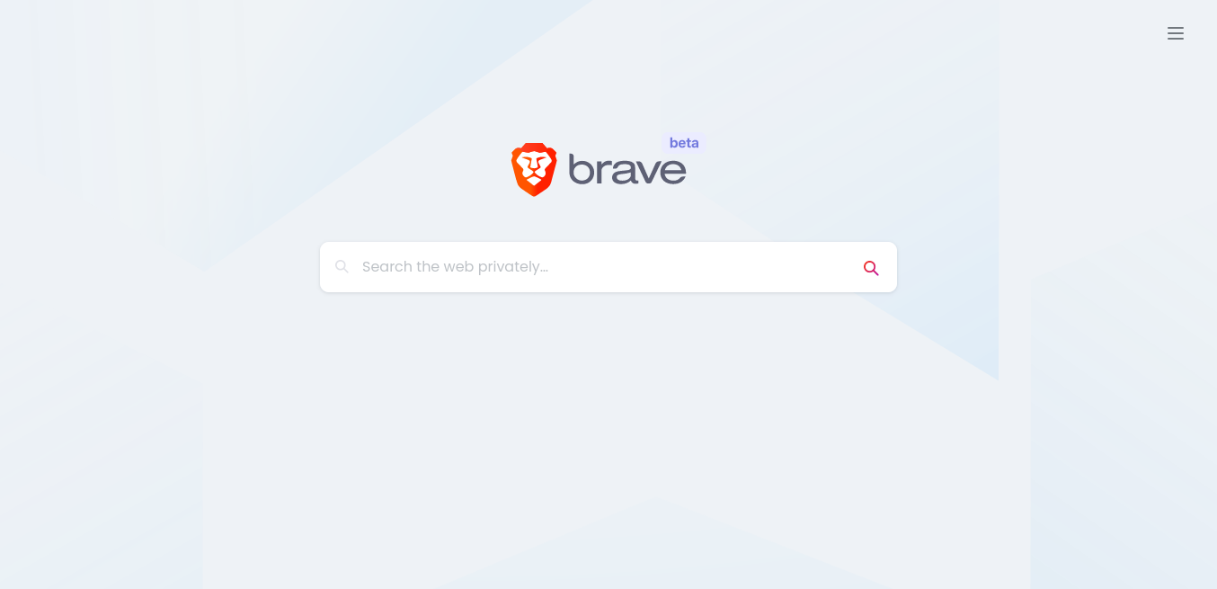 Головна сторінка пошуку Brave Search