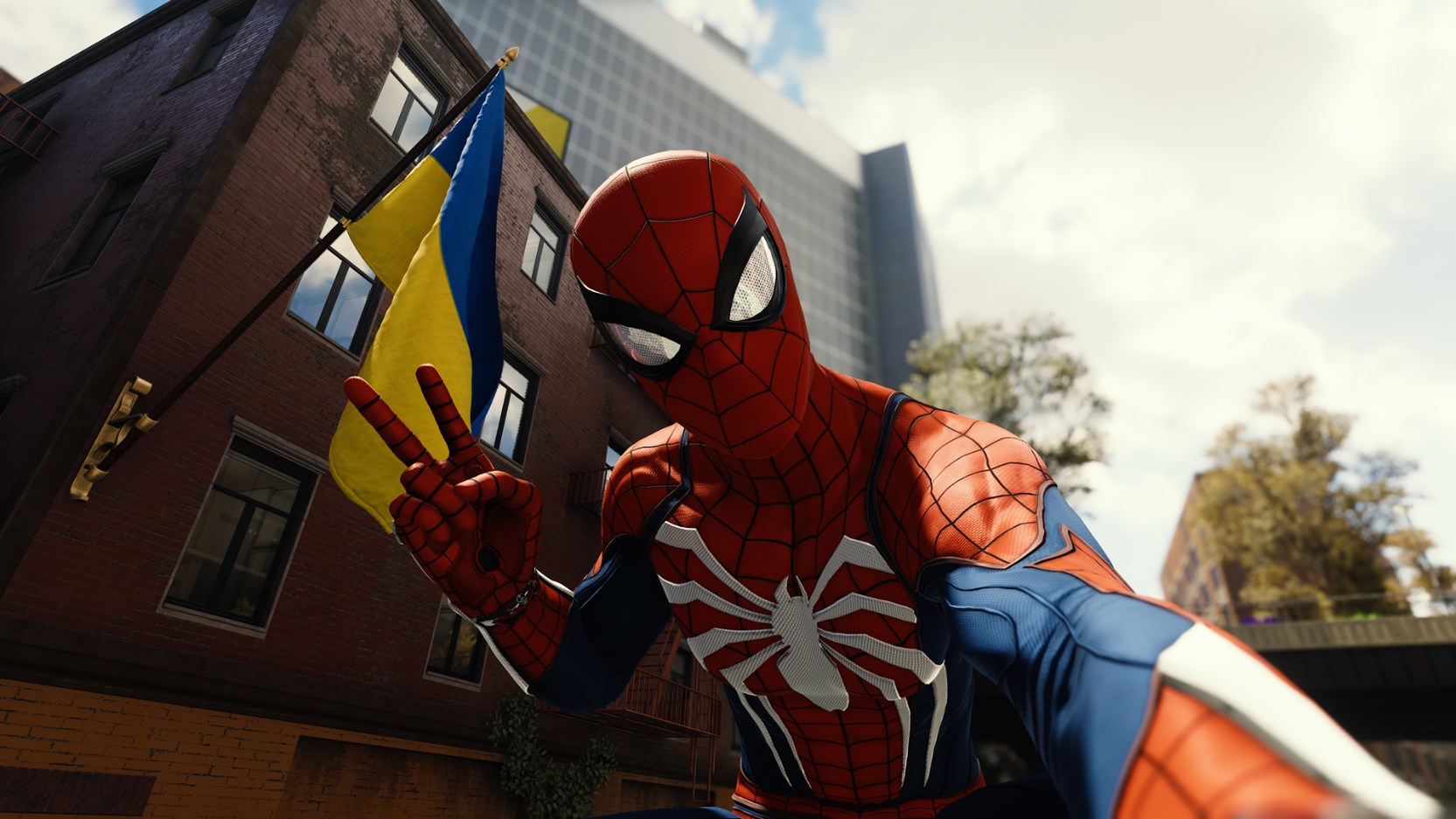 🕷 Modder dodav do Marvel's Spider-Man Remastered, ščo neščodavno z'javylaś na PK, prapor Ukraїny