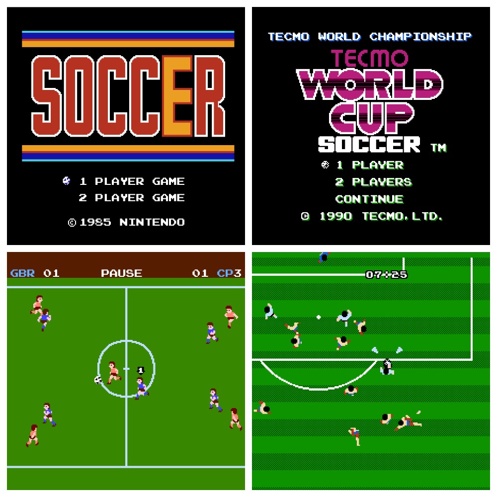 Скріншоти футбольних ігор, в які колись довелося грати (зліва – SOCCER, а справа – World Cup Soccer).