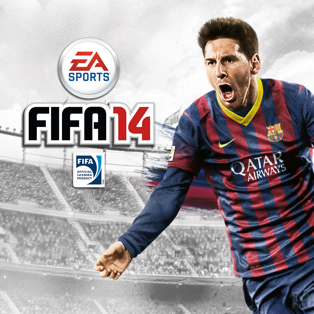 Зображення на обложці гри «FIFA 14» від Electronic Arts, що вийшла 27 вересня 2013 року.