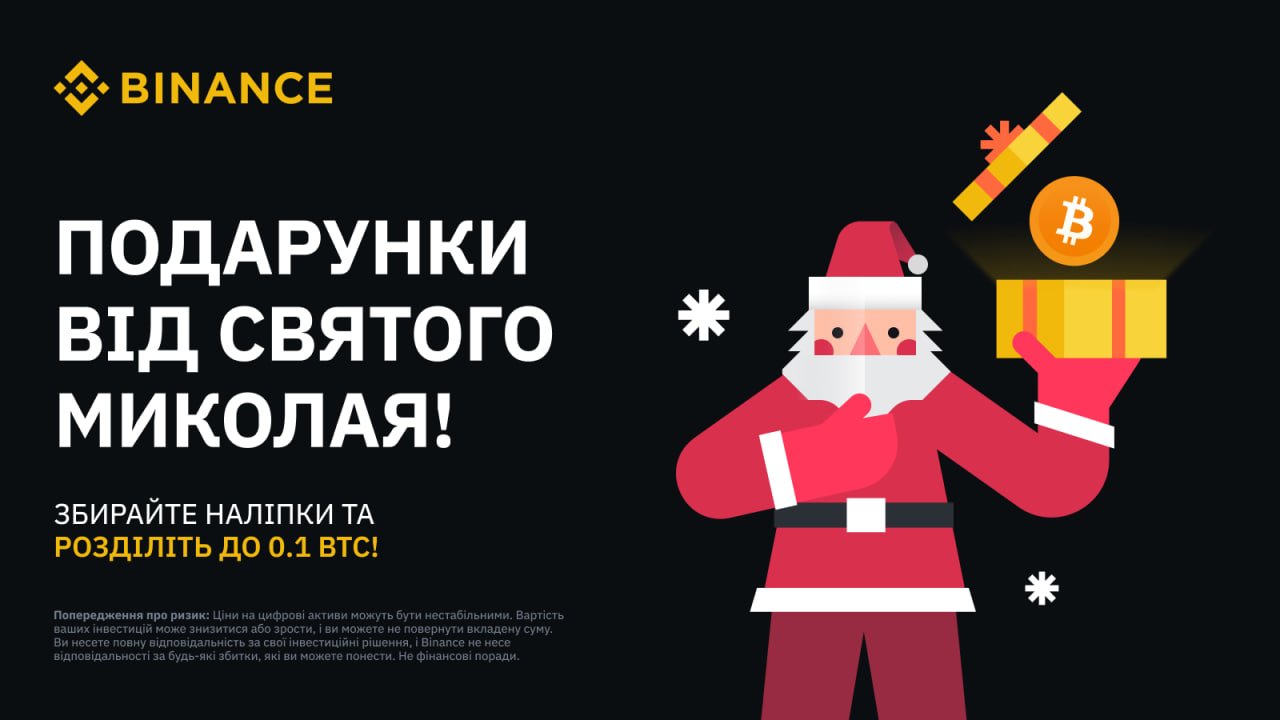 0,1 BTC до Святого Миколая: торговий конкурс на Binance для українців