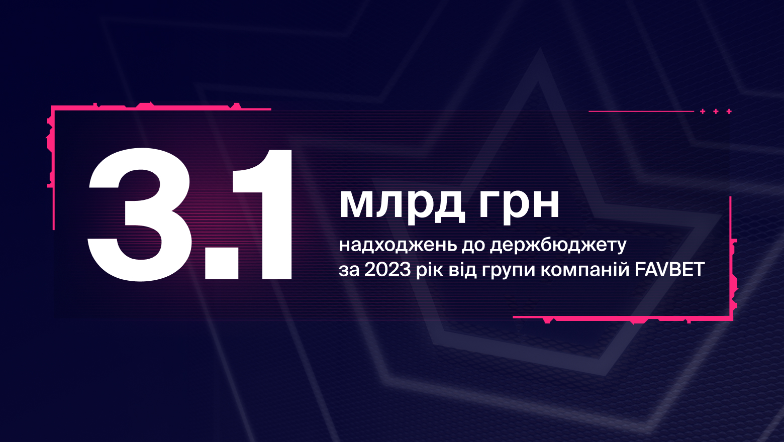 U 2023 roci grupa kompanij FAVBET splatyla v Ukraїni 2,7 mlrd grn podatkiv, 465,7 mln licenzijnyh plateživ ta zbiľšyla obsjagy pidtrymky armiї