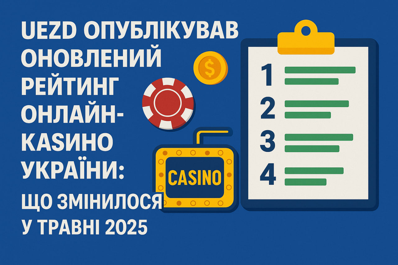 UEZD opublikuvav onovlenyj  rejtyng onlajn-kazyno Ukraїny: ščo zminylosja u travni 2025